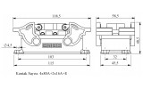 Корпус стаціонарний з розеткою і 4-роликовим фіксатором, монтаж на перегородці, нижнє введення (6 контактів, 4×80А + 2×16А), EMAS зображення 2 (габаритні розміри)