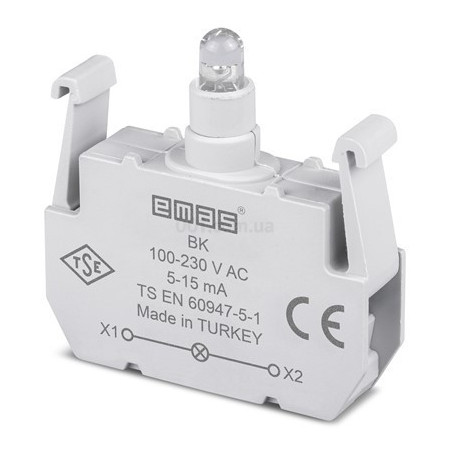 Блок-контакт підсвічування 100-250В AC з червоним світлодіодом для серії B, EMAS (BK) фото
