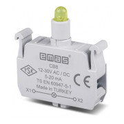 Блок-контакт підсвічування 12-30В AC/DC з жовтим світлодіодом для серії CP/CM, EMAS міні-фото