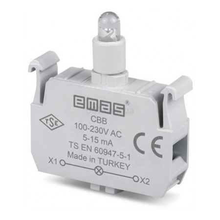 Блок-контакт підсвічування 100-250В AC з білим світлодіодом для серії CP/CM, EMAS (CBB) фото