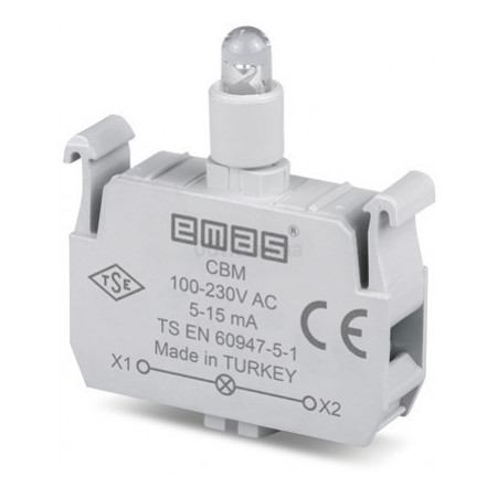 Блок-контакт підсвічування 100-250В AC з синім світлодіодом для серії CP/CM, EMAS (CBM) фото