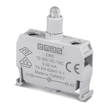Блок-контакт подсветки 12-30В AC/DC с белым светодиодом для постов серии CP/CM, EMAS (CK5) фото