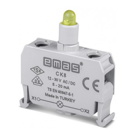 Блок-контакт підсвічування 12-30В AC/DC з жовтим світлодіодом для постів серії CP/CM, EMAS (CK8) фото