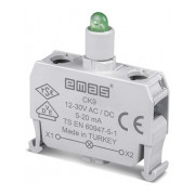 Блок-контакт подсветки 12-30В AC/DC с зеленым светодиодом для постов серии CP/CM, EMAS мини-фото