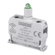 Блок-контакт підсвічування 100-250В AC з зеленим світлодіодом для постів серії CP/CM, EMAS міні-фото