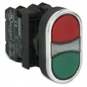 Кнопка сдвоенная большая (1НО+1НЗ) красно-зеленая (серия B), EMAS мини-фото