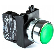 Кнопка нажимная круглая (1НО) металл IP65 зеленая (серия CM), EMAS мини-фото