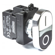 Кнопка здвоєна (1НВ+1НЗ) метал IP65 чорно-біла (серія CM), EMAS міні-фото