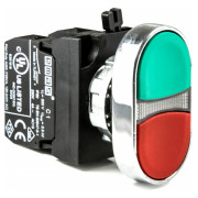 Кнопка здвоєна (1НВ+1НЗ) метал IP65 червоно-зелена (серія CM), EMAS міні-фото