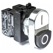 Кнопка сдвоенная выступающая (1НО+1НЗ) металл IP65 черно-белая (серия CM), EMAS мини-фото