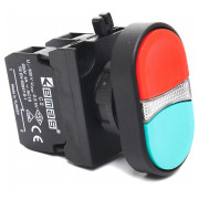 Кнопка сдвоенная (1НО+1НЗ) пластик IP65 красно-зеленая (серия CP), EMAS мини-фото