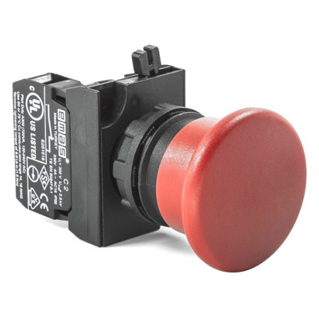Кнопка "грибок" аварійна d=40мм без фіксації (1НЗ) пластик IP65 червона (серія CP), EMAS (CP200MK) фото