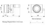 Кнопка натискна кругла (1НВ) метал IP65 чорна (серія CM), EMAS зображення 2 (габаритні розміри)