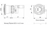 Кнопка "грибок" EMERGENCY STOP d=40мм с фиксацией (возврат поворотом) 1НЗ металл P65 (серия CM), EMAS изображение 2 (габаритные размеры)