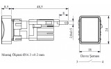 Кнопка натискна прямокутна (1НВ) біла (серія D), EMAS зображення 2 (габаритні розміри)
