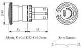Кнопка "грибок" d=40мм EMERGENCY STOP с фиксацией (возврат поворотом) 1НЗ (серия MB), EMAS изображение 2 (габаритные размеры)