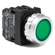 Кнопка натискна кругла (1НВ+1НЗ) зелена (серія H), EMAS міні-фото