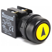 Кнопка натискна з водозахисним кільцем та стрілкою (1НВ+1НЗ) жовта (серія KB), EMAS міні-фото