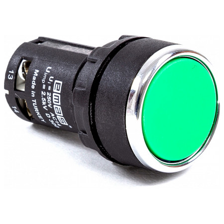 Кнопка моноблочная (1НО) зеленая (серия MB), EMAS (MB100DY) фото