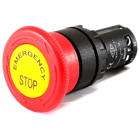 Кнопка "грибок" d=40мм EMERGENCY STOP с фиксацией (возврат поворотом) 1НЗ (серия MB), EMAS (MB200EE) фото