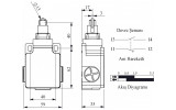 Вимикач кінцевий з металевим роликом d=13мм L2, EMAS зображення 2 (габаритні розміри)