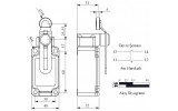 Вимикач кінцевий з пластиковим регульованим роликом d=18мм (вигнутий важіль) L52, EMAS зображення 2 (габаритні розміри)