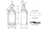 Выключатель концевой с пластиковым роликом d=14мм L52, EMAS изображение 2 (габаритные размеры)