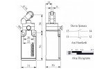 Вимикач кінцевий з металевим роликом d=14мм з фіксацією L5, EMAS зображення 2 (габаритні розміри)