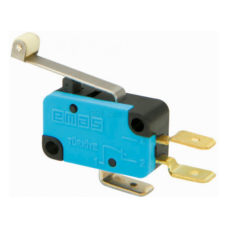 Мікро-вимикач з пластиковим роликом на средньому металевому важелі MK1, EMAS (MK1MIP2) фото