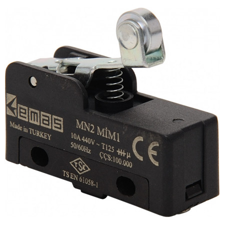 Мини-выключатель с металлическим роликом на коротком рычаге MN2, EMAS (MN2MIM1) фото
