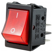 Выключатель одноклавишный на 2 положения с подсветкой прямоугольный красный, EMAS мини-фото