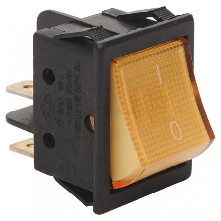 Выключатель одноклавишный на 2 положения с подсветкой прямоугольный желтый, EMAS (A14B1S11) фото