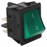 Выключатель одноклавишный на 2 положения с подсветкой прямоугольный зеленый, EMAS мини-фото