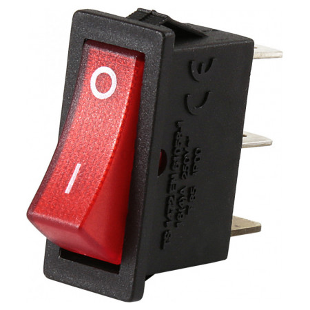 Выключатель одноклавишный на 2 положения с подсветкой красный, EMAS (A21B1K11) фото
