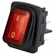 Выключатель одноклавишный на 2 положения с подсветкой прямоугольный красный IP65, EMAS мини-фото