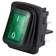 Выключатель одноклавишный на 2 положения с подсветкой прямоугольный зеленый IP65, EMAS мини-фото