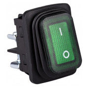 Выключатель одноклавишный на 2 положения с подсветкой (0-I) прямоугольный зеленый IP65, EMAS мини-фото