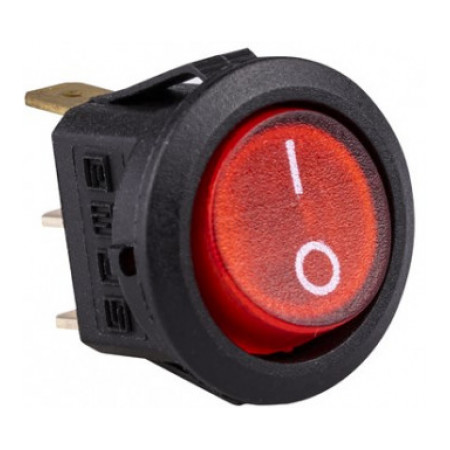 Выключатель одноклавишный на 2 положения с подсветкой круглый красный, EMAS (A71B1K11) фото