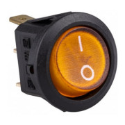 Выключатель одноклавишный на 2 положения с подсветкой круглый желтый, EMAS мини-фото