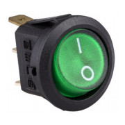 Выключатель одноклавишный на 2 положения с подсветкой круглый зеленый, EMAS мини-фото