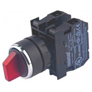 Переключатель на 3 положения с фиксацией в 1 положении (2НО) красный пластик IP50 (серия B), EMAS мини-фото