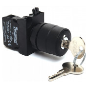 Переключатель на 2 положения с ключом (вынимается в положении 0) 1НО пластик IP65 (серия CP), EMAS мини-фото