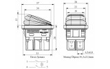 Выключатель одноклавишный на 2 положения с подсветкой прямоугольный красный IP65, EMAS изображение 2 (габаритные размеры)