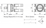 Перемикач на 3 положення без фіксації (2НВ) синій пластик IP50 (серія B), EMAS зображення 2 (габаритні розміри)