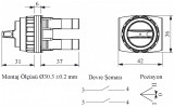 Перемикач на 3 положення без фіксації (2НВ) діаметр отвору 30мм, EMAS зображення 2 (габаритні розміри)