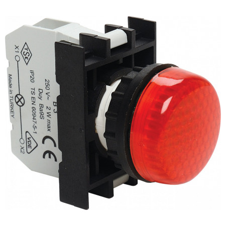 Светосигнальная арматура с блок-контактом подсветки без лампы красная (серия B), EMAS (B030XK) фото