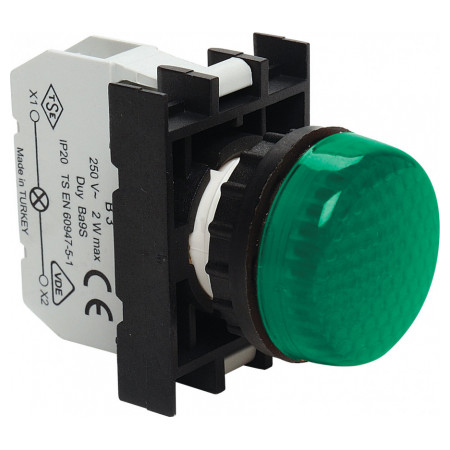 Светосигнальная арматура с блок-контактом подсветки без лампы зеленая (серия B), EMAS (B030XY) фото