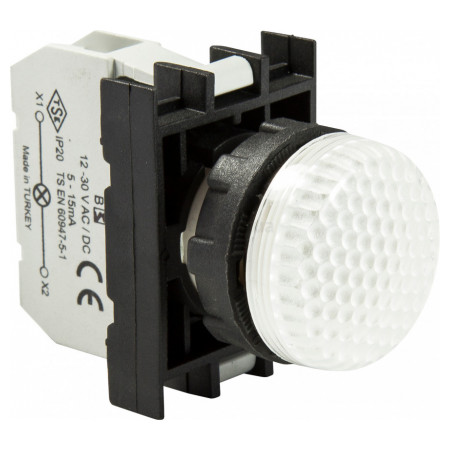 Світлосигнальна арматура із світлодіодом 12-30В AC/DC біла (серія B), EMAS (B050XB) фото