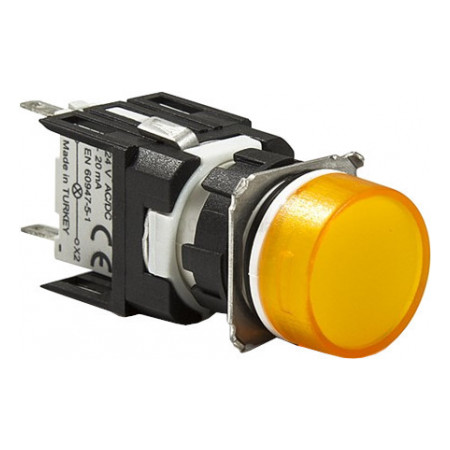 Светосигнальная арматура LED 24V AC/DC круглая желтая, EMAS (D080YXS) фото