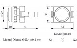 Світлосигнальна арматура з блок-контактом підсвічування без лампи синя (серія B), EMAS зображення 2 (габаритні розміри)